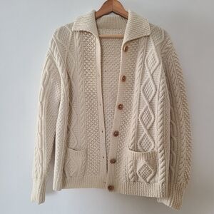 Cream Cable Knit Cardigan Sweater